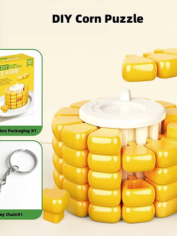 Juguete Sensorial Mini LLavero Maiz, con luz y granos desmotables. 2