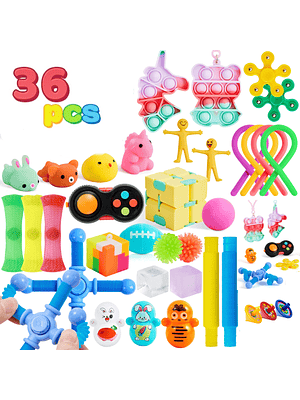 36 Juguetes Sensoriales Anti Estress. DIversos Modelos, Tamaños, Formas y Colores