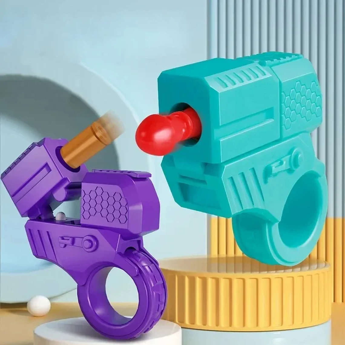 New Mini Gun Shell Ejected Can Launch Decompression EDC Finger Ring Pistol Fidget Spinner Ratchet Anxiety Stress Relief Toy Guns 2