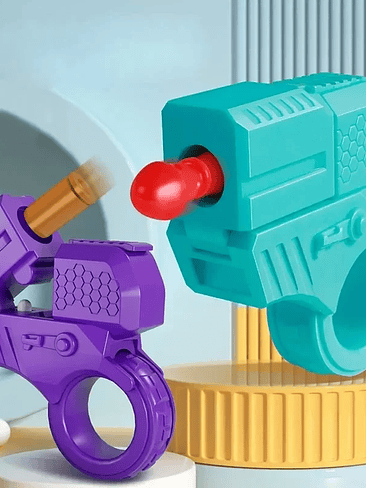 New Mini Gun Shell Ejected Can Launch Decompression EDC Finger Ring Pistol Fidget Spinner Ratchet Anxiety Stress Relief Toy Guns 2