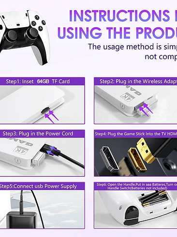 Consola M15 4K TV Game Stick 64GB Built-in 3/40000+ Retro Games 6