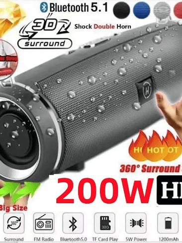 Parlante 200W con Resistencia al agua, Bluetooth 5.1 1