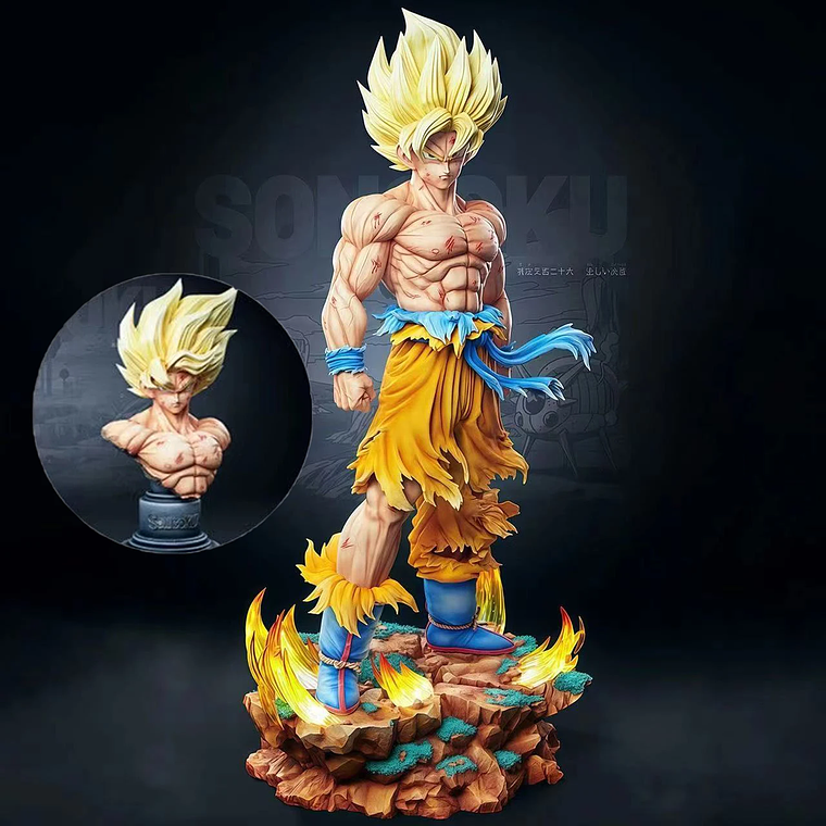 Figura goku Super Sayayin con Base Planeta Namekusein 