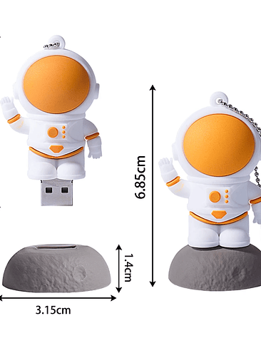 Memoria USB de astronauta de 128 GB, regalo creativo y genial, memoria USB de 64 GB, llavero gratis, memoria USB blanca de 32 GB, disco U de 16 GB   6