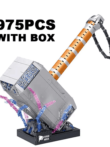 🔨 Martillo Thor Mjölnir Armable de Bloques – 975 Piezas (Modelo Coleccionable) 6