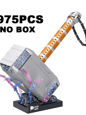 🔨 Martillo Thor Mjölnir Armable de Bloques – 975 Piezas (Modelo Coleccionable) 7