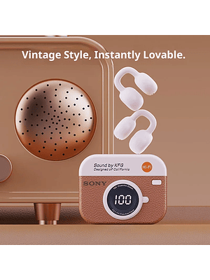 Auriculares inalámbricos Sony Q87, auriculares retro Bluetooth, auriculares OWS con clip para la oreja y micrófono.