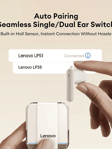 Auriculares estéreo inalámbricos Lenovo LP51 TWS Bluetooth V5.4, Lenovo Conexion Dual para Juegos 3