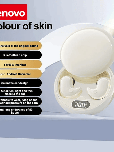 Auriculares invisibles Lenovo Y36 Mini Bluetooth 5.3 IPX5 impermeables TWS inalámbricos con micrófono, auriculares estéreo deportivos 4