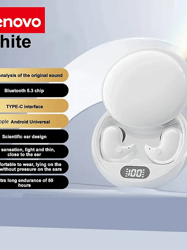 Auriculares invisibles Lenovo Y36 Mini Bluetooth 5.3 IPX5 impermeables TWS inalámbricos con micrófono, auriculares estéreo deportivos 5