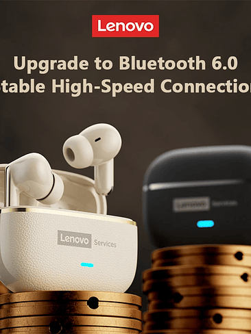 Auriculares inalámbricos Lenovo LE208 TWS Bluetooth 6.0 de cuero, estéreo, ENC, con cancelación de ruido y baja latencia de 38 ms para juegos. 2