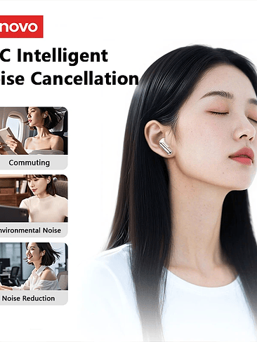 Auriculares inalámbricos Lenovo LE208 TWS Bluetooth 6.0 de cuero, estéreo, ENC, con cancelación de ruido y baja latencia de 38 ms para juegos. 3