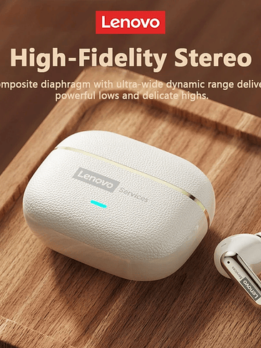 Auriculares inalámbricos Lenovo LE208 TWS Bluetooth 6.0 de cuero, estéreo, ENC, con cancelación de ruido y baja latencia de 38 ms para juegos. 4