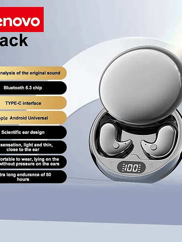 Auriculares invisibles Lenovo Y36 Mini Bluetooth 5.3 IPX5 impermeables TWS inalámbricos con micrófono, auriculares estéreo deportivos 9