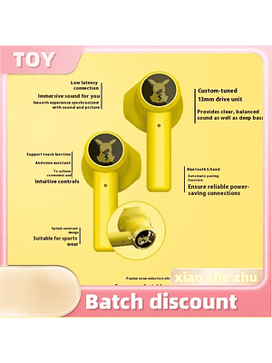 🎮Auriculares inalámbricos Bluetooth 5.0 de Pokémon Pikachu Pokemon Edicion Especial Colaboracion Bandai/Razer
