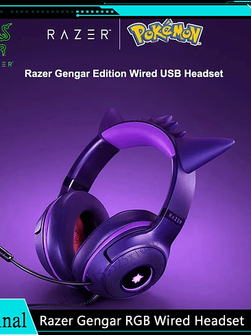 Razer Pokemon Gengar Edition RGB Kraken Kitty V2 Wired USB Gaming Headset 1