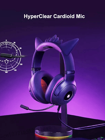 Razer Pokemon Gengar Edition RGB Kraken Kitty V2 Wired USB Gaming Headset 4