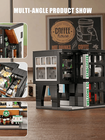 👾Bloques de construcción de cafetería de fantasía | Con Cadena De Luz Luminosa+Asiento 👾 2