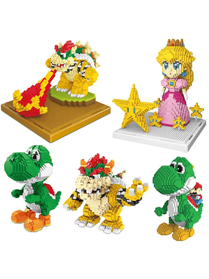🧱 Figuras Armables de Bloques – Mario Bros/Yoshi/Luigi/Princesa Peach/ Rey Kupa (Coleccionables) 
