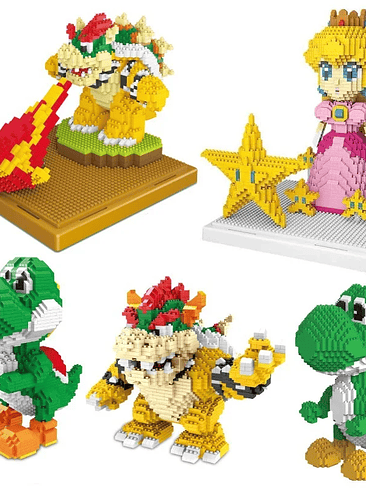 🧱 Figuras Armables de Bloques – Mario Bros/Yoshi/Luigi/Princesa Peach/ Rey Kupa (Coleccionables)  1