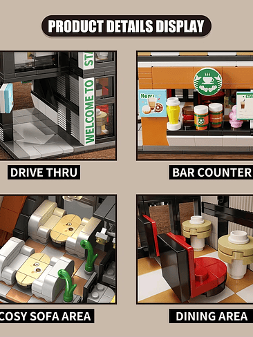 👾Bloques de construcción de cafetería de fantasía | Con Cadena De Luz Luminosa+Asiento 👾 5