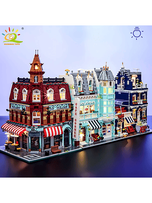 HUIQIBAO Toys Set Negocio Armable, Cuadra completa. Cada Edificio Se vende por Separado 