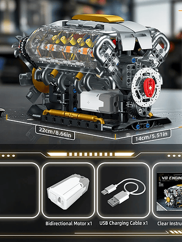 ⚙️ Motor V8 Eléctrico Armable – Ingeniería en Movimiento 6