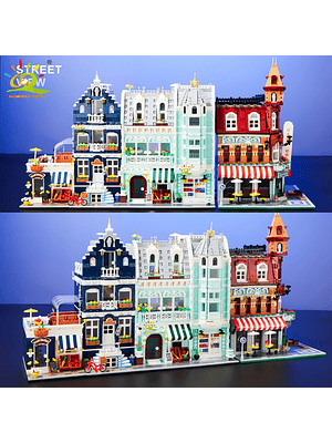 HUIQIBAO Toys Set Negocio Armable, Cuadra completa. Cada Edificio Se vende por Separado 