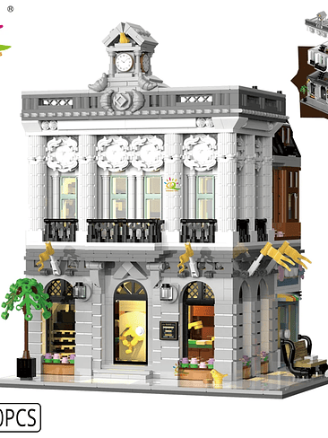 HUIQIBAO Toys Set Negocio Armable, Cuadra completa. Cada Edificio Se vende por Separado  8