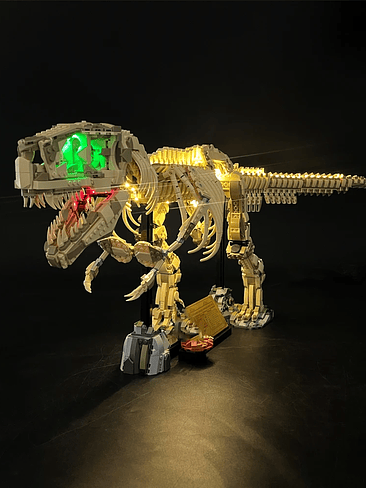 🦖3145 piezas 100 cm o Tyrannosaurus fósil modelo de construccion con pedestal y Luz Led incorporada.  7