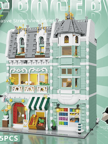 HUIQIBAO Toys Set Negocio Armable, Cuadra completa. Cada Edificio Se vende por Separado  10