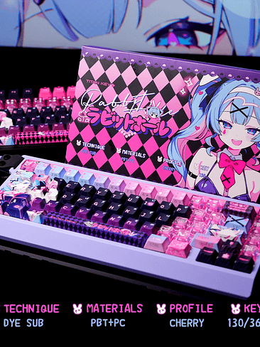 🎀 Keycaps Anime “Rabbit Babe” – Perfil Cherry | 130 Teclas 1