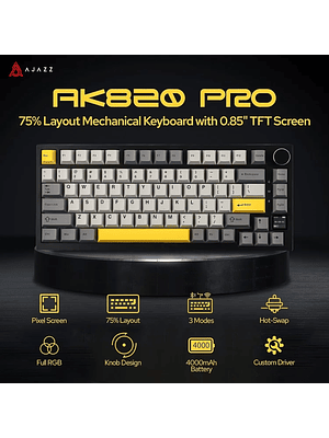 ⌨️ AJAZZ AK820 PRO – Teclado Mecánico 75% con Pantalla TFT