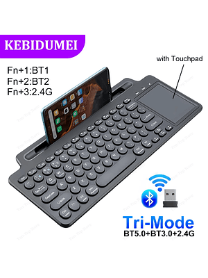 ⌨️ Teclado Inalámbrico KEBIDUMEI Tri-Mode con Touchpad – Bluetooth + 2.4G