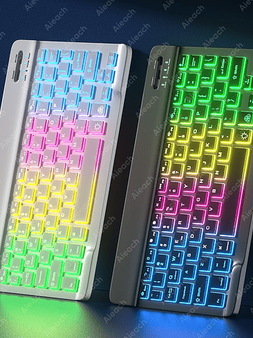 🌈 Mini Teclado Bluetooth RGB Retroiluminado – Compacto, Moderno y Portátil 1
