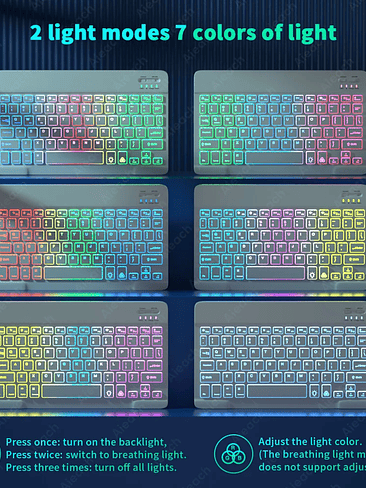 🌈 Mini Teclado Bluetooth RGB Retroiluminado – Compacto, Moderno y Portátil 3