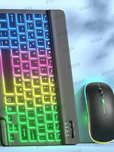 🌈 Mini Teclado Bluetooth RGB Retroiluminado – Compacto, Moderno y Portátil 7