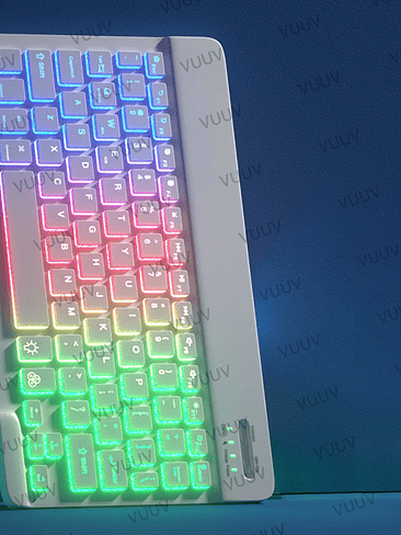🌈 Mini Teclado Bluetooth RGB Retroiluminado – Compacto, Moderno y Portátil 8