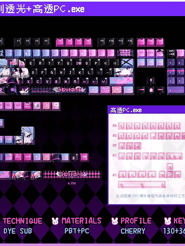 🎀 Keycaps Anime “Rabbit Babe” – Perfil Cherry | 130 Teclas 9