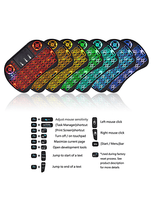 🎮 Mini Teclado Inalámbrico 7 Colores – Touchpad Integrado y Multilenguaje