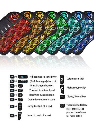 🎮 Mini Teclado Inalámbrico 7 Colores – Touchpad Integrado y Multilenguaje 2