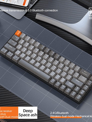 ⌨️ Teclado Mecánico Inalámbrico K68 – 2.4G + Bluetooth | Compacto 68 Teclas⌨️ 8