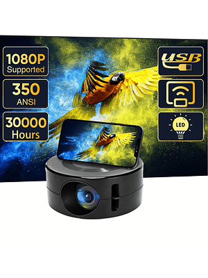 🎬 Mini Proyector Portátil 1080P Soportado – 200 ANSI | Rotación 180° | Pantalla hasta 100”