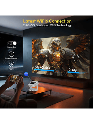 🎬 Proyector Smart 1080P Nativo con WiFi 6 y Android 12 – 4K Soportado | Autofocus + Keystone Automático