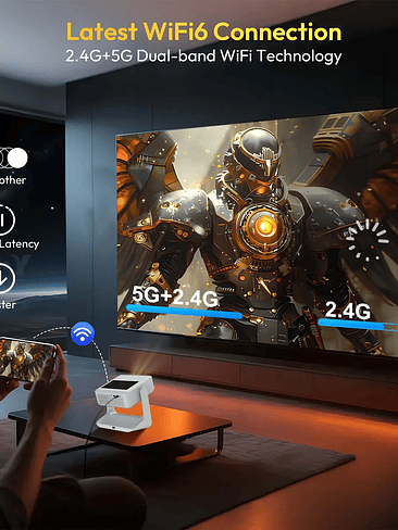 🎬 Proyector Smart 1080P Nativo con WiFi 6 y Android 12 – 4K Soportado | Autofocus + Keystone Automático 2