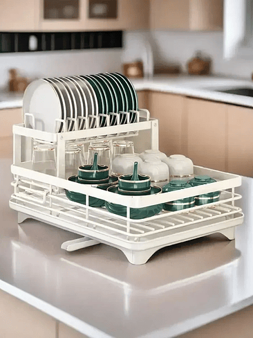 🍽✨ Escurridor de Platos Metálico de 2 Niveles – Resistencia, Orden y Estilo 2