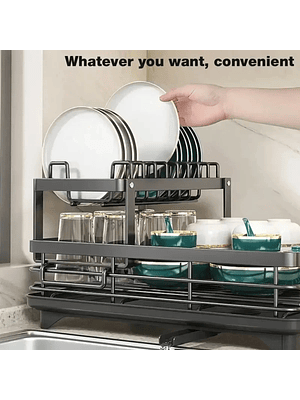 🍽✨ Escurridor de Platos Metálico de 2 Niveles – Resistencia, Orden y Estilo