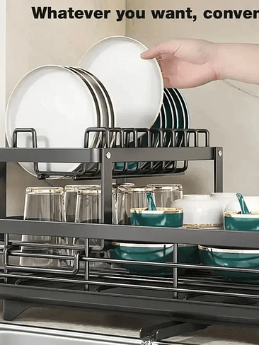 🍽✨ Escurridor de Platos Metálico de 2 Niveles – Resistencia, Orden y Estilo 1