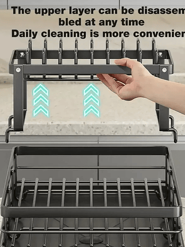 🍽✨ Escurridor de Platos Metálico de 2 Niveles – Resistencia, Orden y Estilo 3