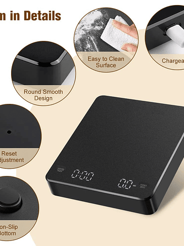 🖤 Balanza Digital Recargable de Alta Precisión 6